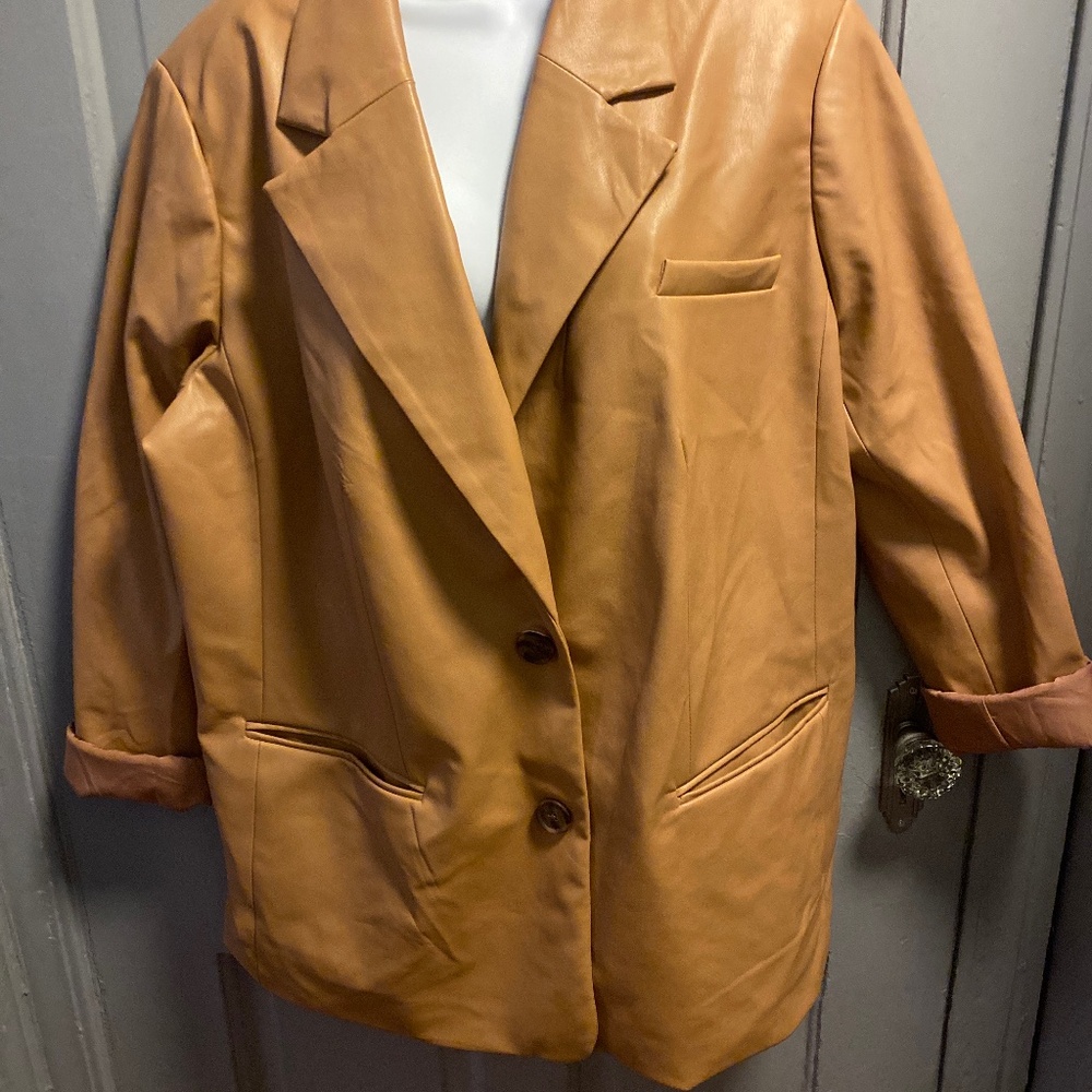 A New Day Cognac Faux Leather Blazer
